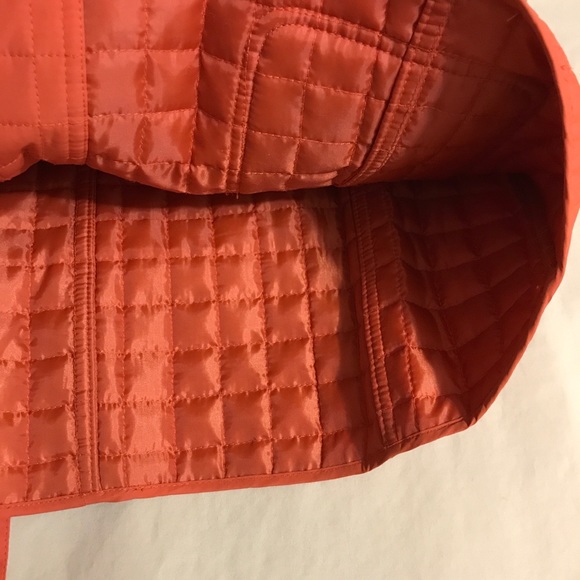 Liz & Co Womens M Quilted Vest Orange Button Down Warm 2 Pockets Belted. - Picture 4 of 10